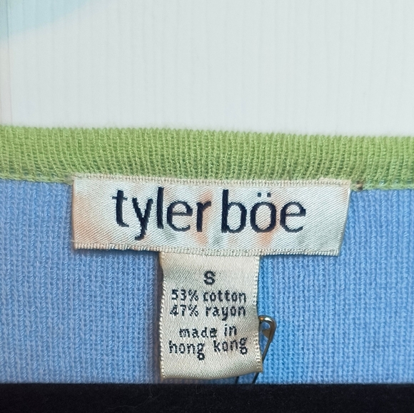 Vtg TYLER BOE Women's Floral Embroidery Ribbed Sweater Blue Button Cottagecore S - Picture 4 of 7